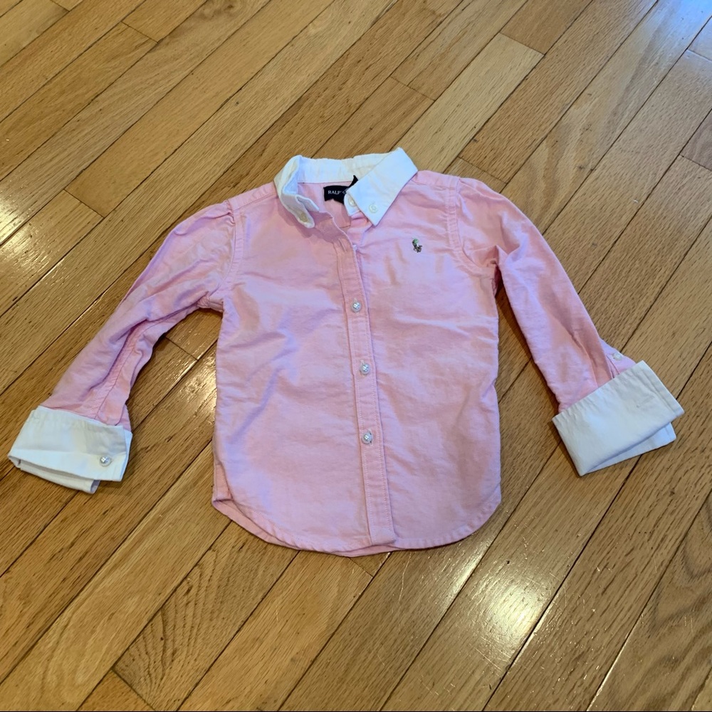 Ralph Lauren Pink Pearl button up 2/2T